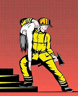 消防隊員消防人員攜帶搶救的女人