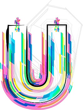 插圖插畫矢量字體的字母U