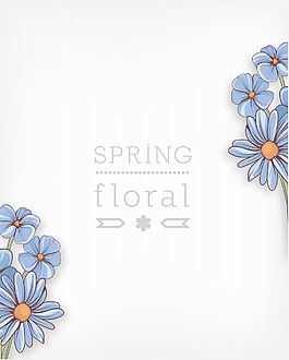 春天開花的花卉背景矢量插畫