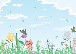 花卉矢量插畫的鳥