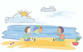 卡通夏季背景矢量插畫(huà)