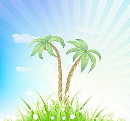 棕櫚樹矢量插畫夏季背景