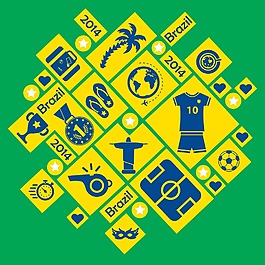 2014巴西世界杯元素圖標(biāo)矢量圖