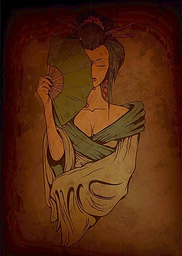 對(duì)垃圾背景矢量插畫(huà)藝妓