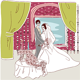 婚纱照插画