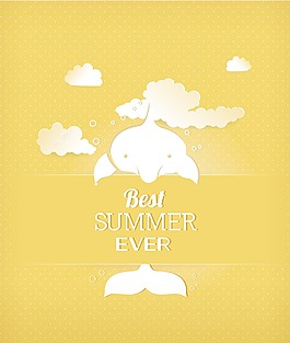 與海豚云夏天矢量插畫