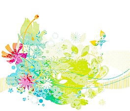 水彩花卉背景矢量