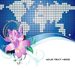 摘要世界地圖矢量與花
