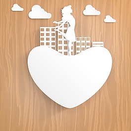 三八婦女節賀卡或海報的心臟形狀的輪廓設計一個跳舞的女孩