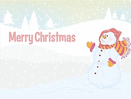 圣誕節(jié)背景矢量與雪人