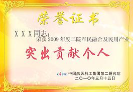 榮譽證書 突出貢獻個人