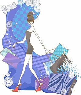 韓國女孩卡通插畫矢量素材28