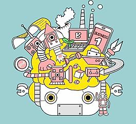 韓國(guó)機(jī)器人卡通插畫03