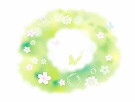 韓國(guó)綠色春天花紋矢量素材12