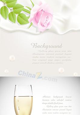 鲜花美酒文本矢量素材