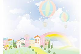 韓國可愛卡通場景矢量素材07