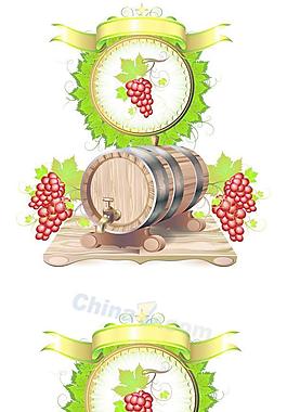木桶葡萄酒矢量圖下載