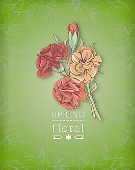 春天開花的花卉背景矢量插畫