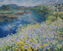 薰衣草山水油画
