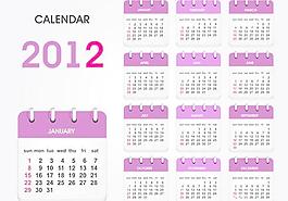 2012年臺(tái)歷模板矢量圖