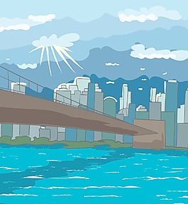 紐約卡通背景矢量插畫