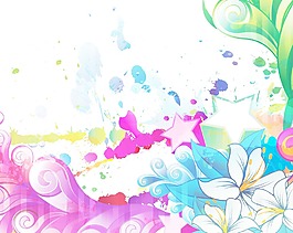 豐富多彩的畫(huà)花卉背景矢量插畫(huà)