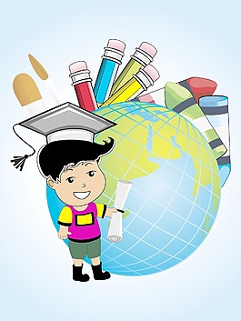教育背景矢量插图