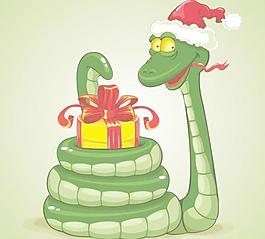 可愛卡通圣誕蛇矢量素材4
