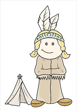 女孩像印第安人的矢量插图