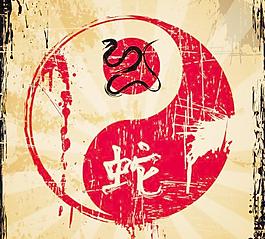 中國風蛇年卡片矢量素材2