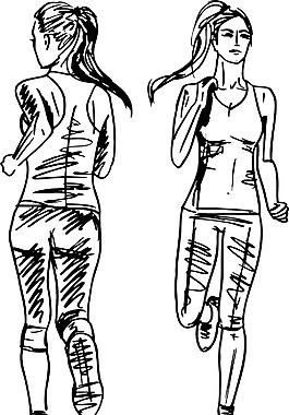 女子马拉松运动员素描