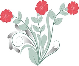 紅色的花朵有機(jī)元素