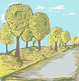 秋季風景矢量插畫