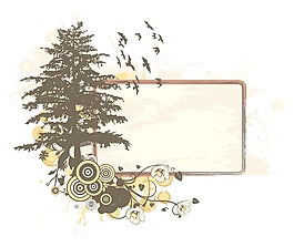 向量的Grunge舊貨花卉幀插圖