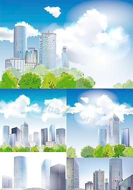現(xiàn)代城市插圖矢量素材圖