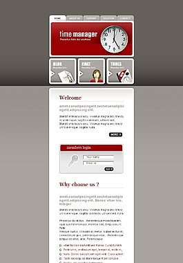 紅色鐘表網(wǎng)頁psd模板