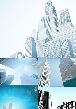 现代摩天大楼矢量素材图