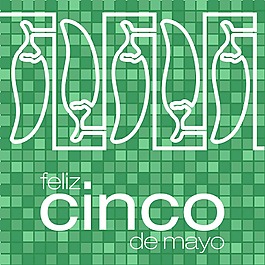 Feliz Cinco de Mayo（幸福5月第五）鑲嵌辣椒卡矢量格式