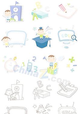 可爱卡通图标矢量素材下载