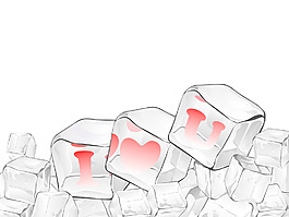 紅色的心冰塊冷凍白色隔離