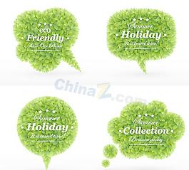 綠葉對話框矢量素材下載