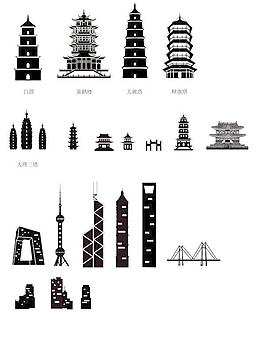 中國(guó)建筑剪影矢量素材