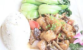 双菇鳕鱼饭图片