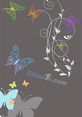 精美蝴蝶花紋矢量素材