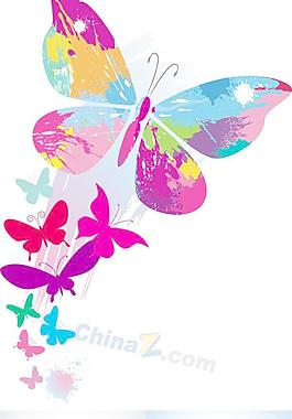炫彩蝴蝶花纹矢量素材