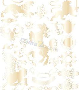 精美動物花紋矢量素材