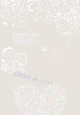 白色浪漫花紋背景矢量圖