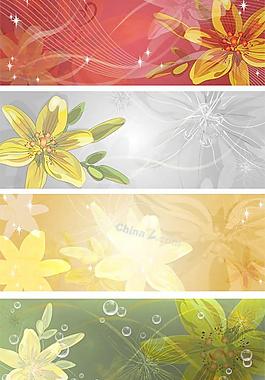 精美花卉旗幟矢量素材
