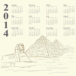 埃及金字塔的2014年份的日歷