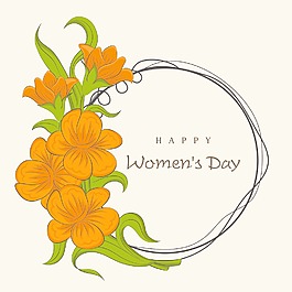 三八婦女節(jié)賀卡或海報與美麗的鮮花裝飾的設(shè)計框架